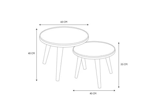 Set de 2 mesas nido ELISA Set de 2 mesas nido ELISA