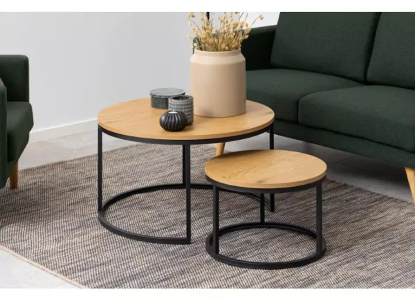 Conjunto de 2 mesas de centro redondas SAGA