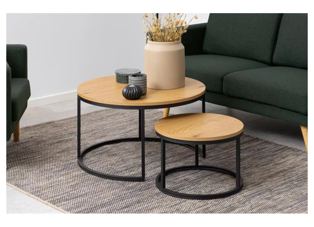 Conjunto de 2 mesas de centro redondas SAGA