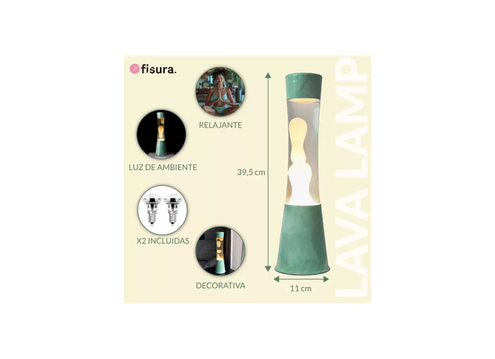 Lâmpada de lava verde de menta de COLUMBA