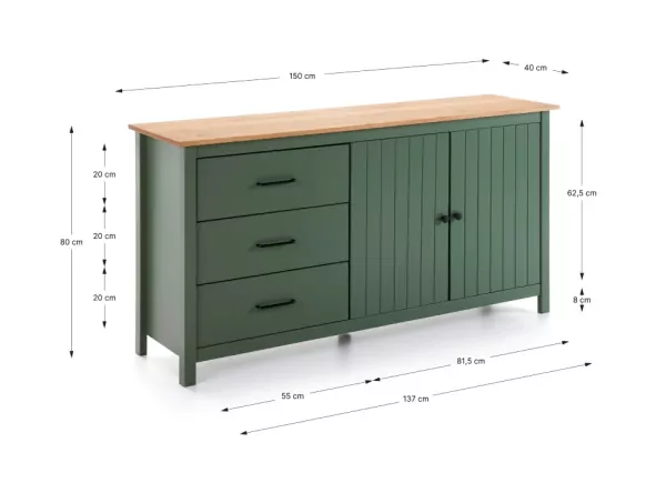 Aparador RANDA com 2 portas e 3 gavetas Aparador RANDA com 2 portas e 3 gavetas