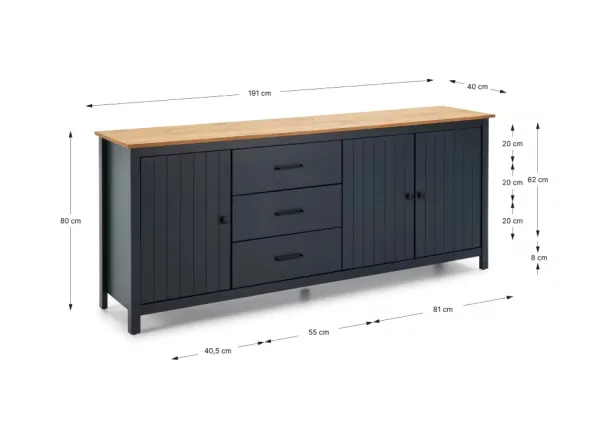 Aparador com 2 portas e 3 gavetas RANDA