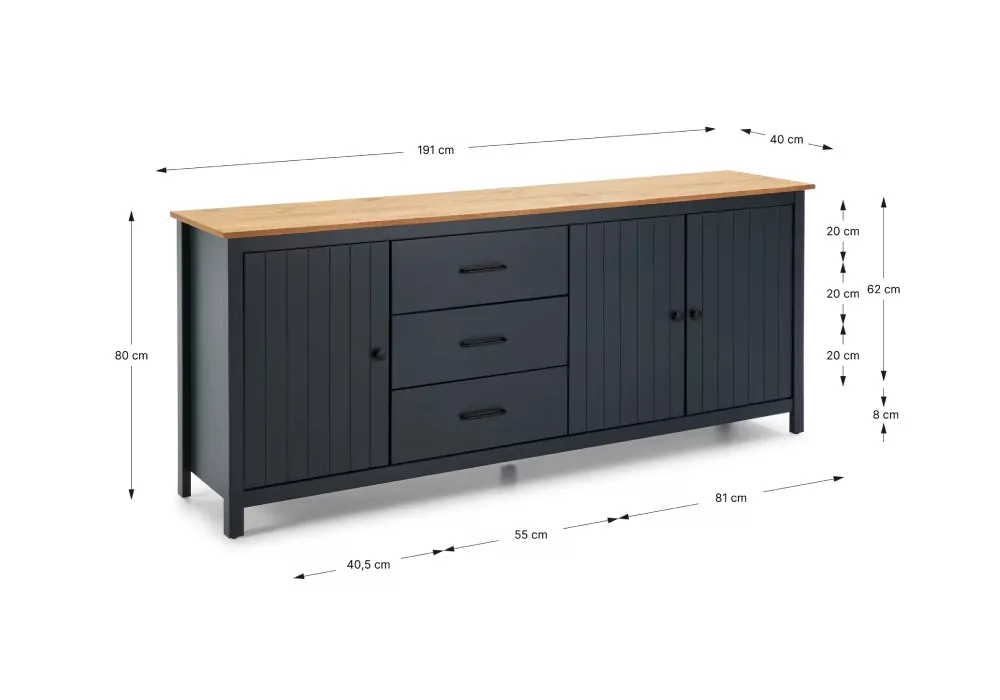 Aparador com 2 portas e 3 gavetas RANDA