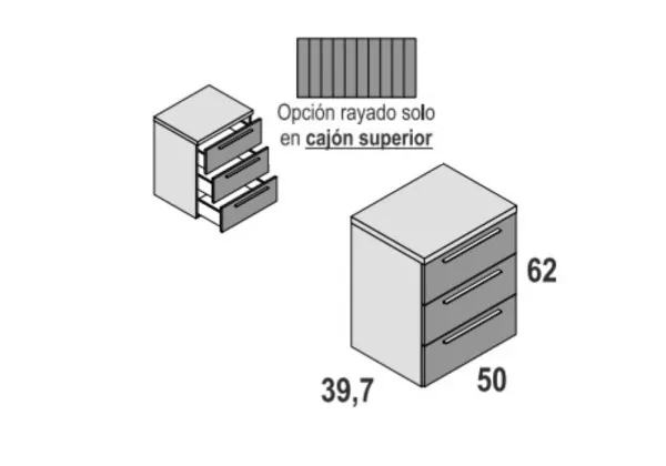 Mesita de 3 cajones ORLANDO