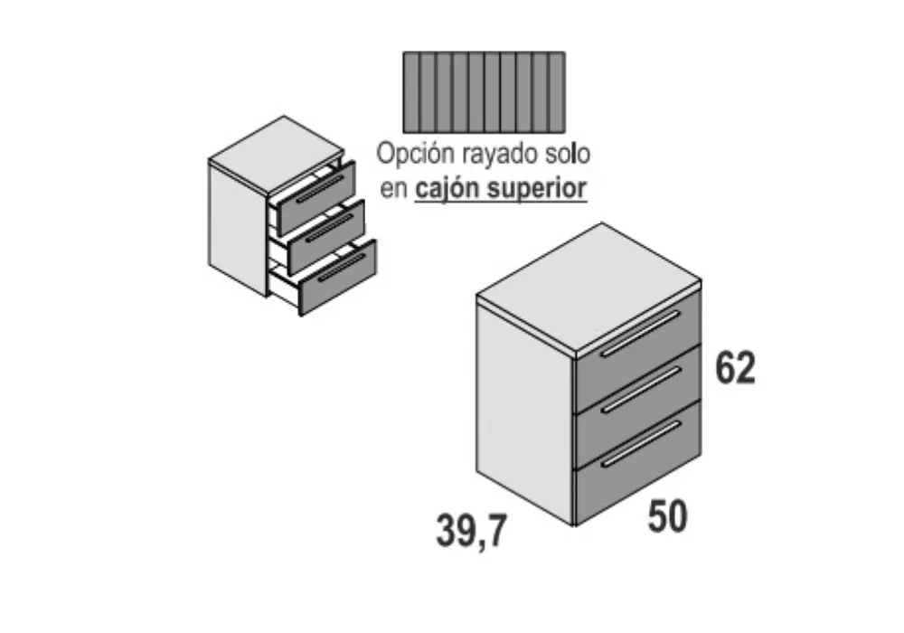 Mesita de 3 cajones ORLANDO