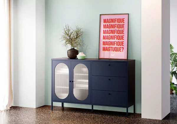 Aparador 2 portas e 3 gavetas metálico COLORS