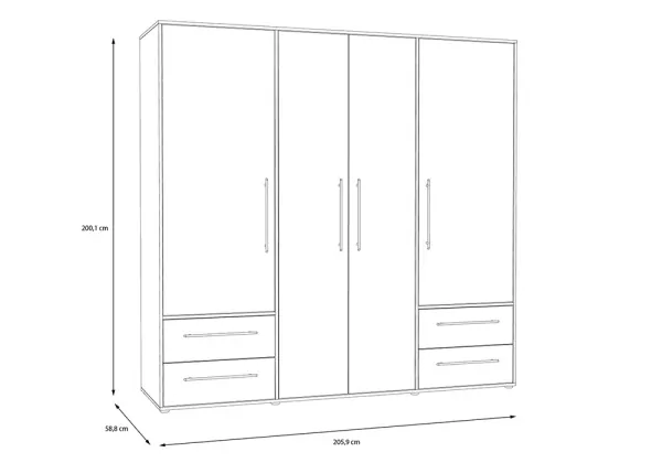 Roupeiro com 4 portas e 4 gavetas PRIMAVERA