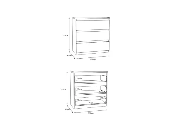 Conforto 3 gavetas de faia e Rattan CALABRIA Conforto 3 gavetas de faia e Rattan CALABRIA