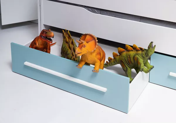 Cama doble con 2 cajones + 2 estantes pared JAIPUR