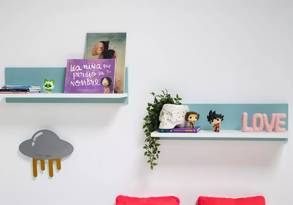 Cama doble con 2 cajones + 2 estantes pared JAIPUR