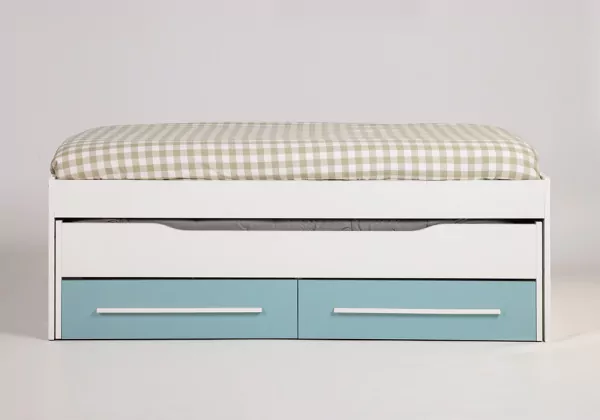 Cama doble con 2 cajones + 2 estantes pared JAIPUR