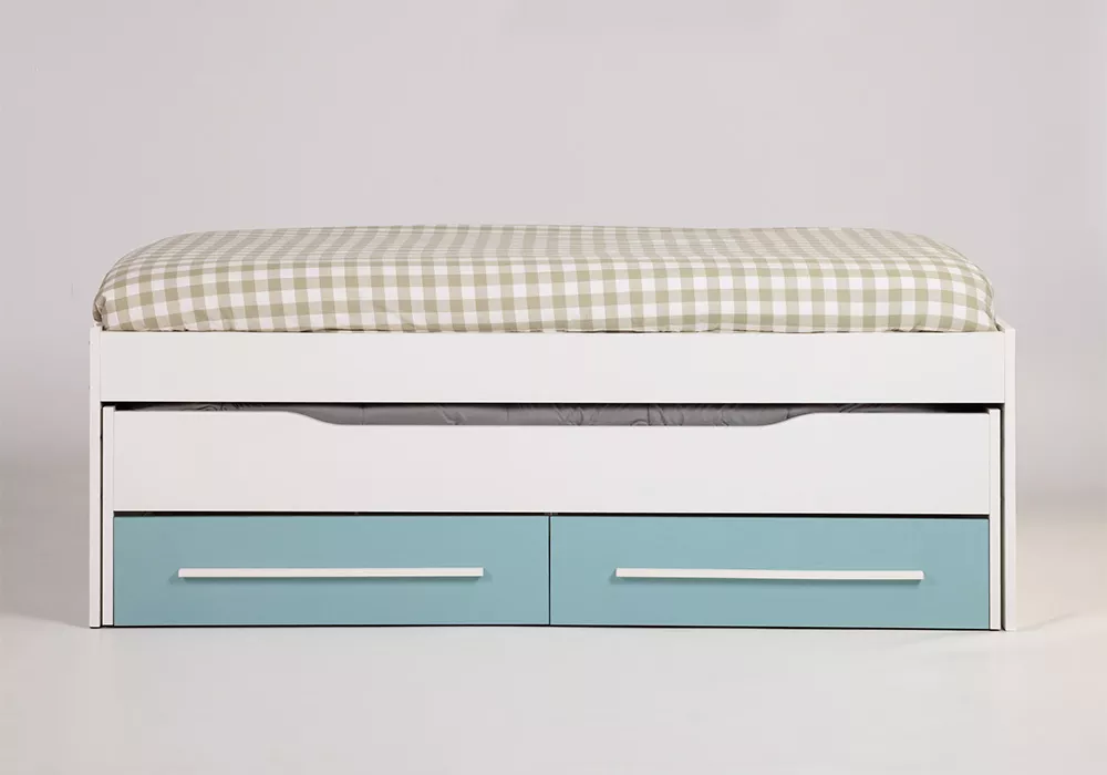 Cama doble con 2 cajones + 2 estantes pared JAIPUR