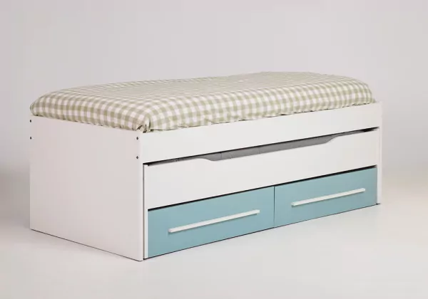 Cama doble con 2 cajones + 2 estantes pared JAIPUR