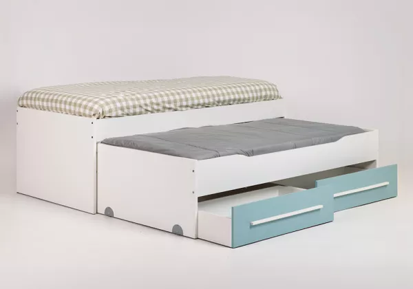 Cama doble con 2 cajones + 2 estantes pared JAIPUR