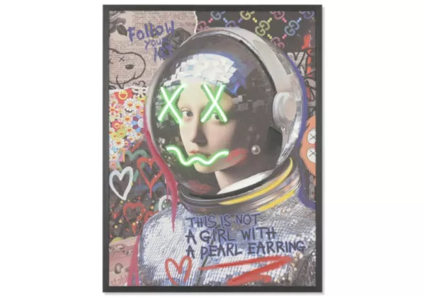 Imagem pintada à mão com LEDs de astronauta Imagem pintada à mão com LEDs de astronauta