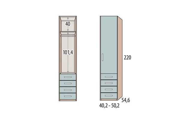 Roupeiro 1 porta dobrável + 4 gavetas CORBAN PLUS Roupeiro 1 porta dobrável + 4 gavetas CORBAN PLUS