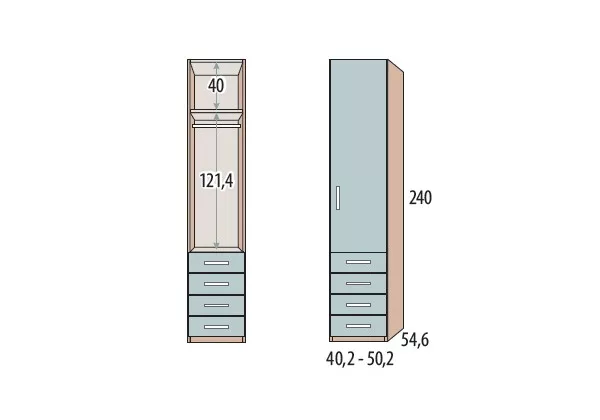Roupeiro 1 porta dobrável + 4 gavetas CORBAN PLUS Roupeiro 1 porta dobrável + 4 gavetas CORBAN PLUS