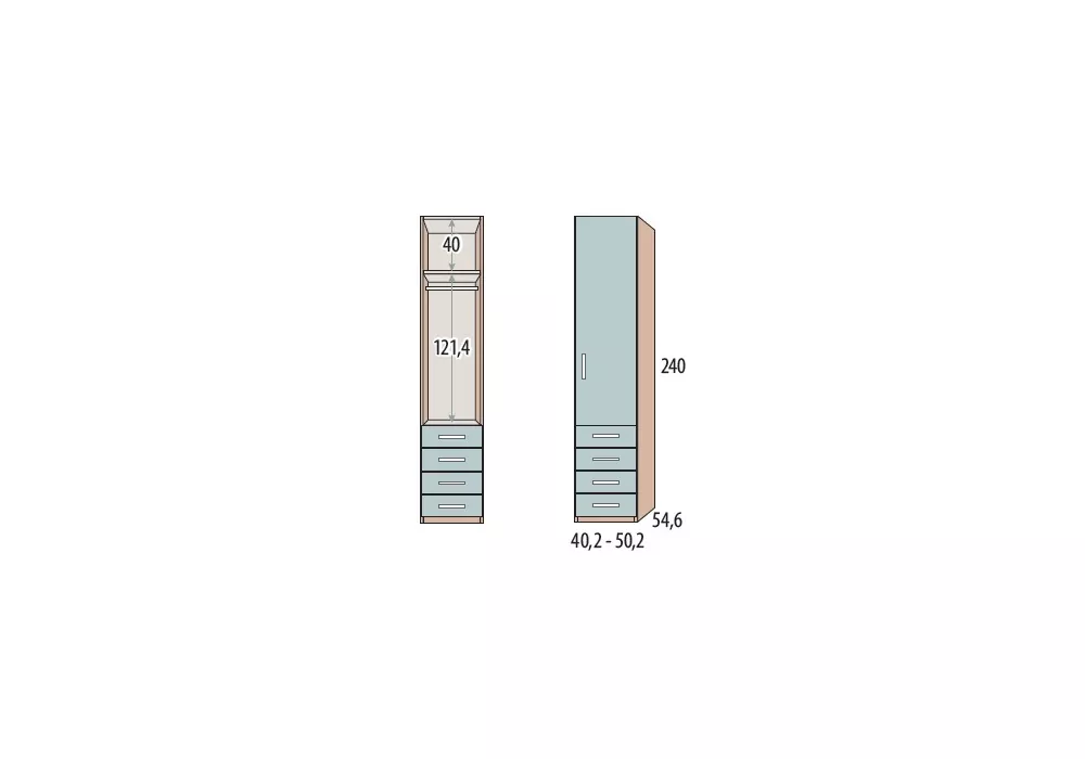 Roupeiro 1 porta dobrável + 4 gavetas CORBAN PLUS Roupeiro 1 porta dobrável + 4 gavetas CORBAN PLUS