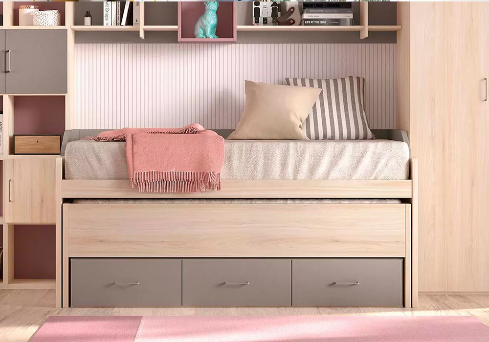 Compacto de 90/105 con cama, corona y 3 cajones CORBAN PLUS