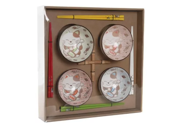 Conjunto de tigelas e pauzinhos para sushi NEKO Conjunto de tigelas e pauzinhos para sushi NEKO
