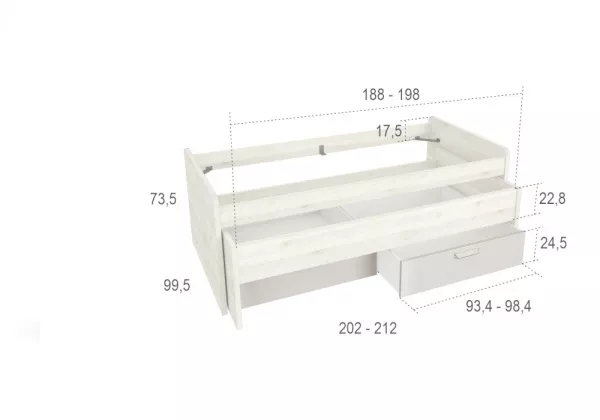 Cama nido doble con cajones 90x190 blanco nordic CLEO