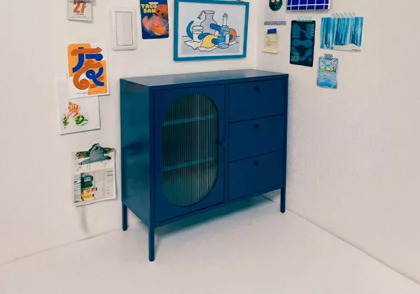 Aparador 1 puerta y 3 cajones metálico COLORS