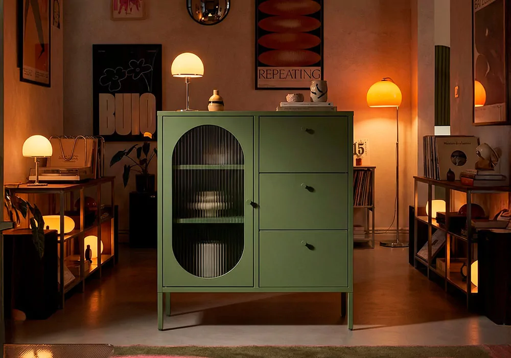 Aparador 1 puerta y 3 cajones metálico COLORS