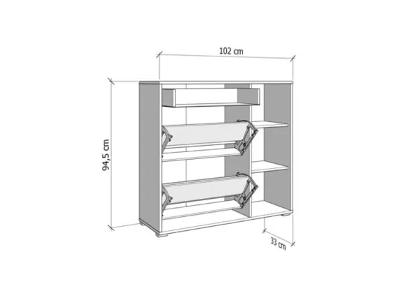 Zapatero 2 cajones abatibles y 1 puerta ARCO