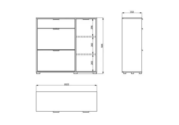 Zapatero 2 cajones abatibles y 1 puerta ARCO