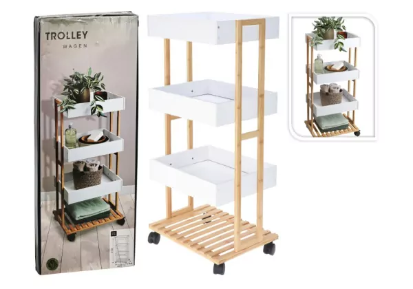 Carrito almacenaje de bambú BEAT