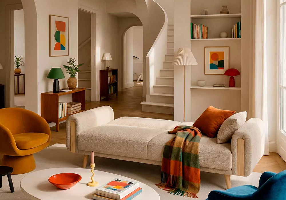 Sofá cama click-clack patas madera NEXON