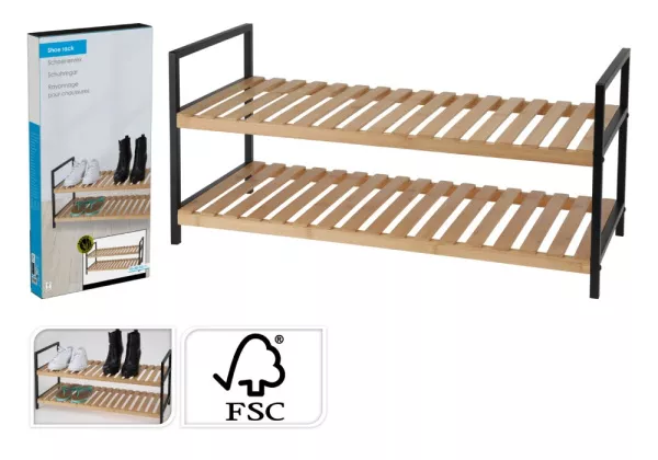 Zapatero 2 baldas bambú DOOS