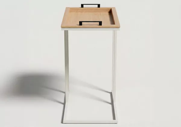 Mesa auxiliar sofá con bandeja PULSO frente Mesa auxiliar sofá con bandeja PULSO frente