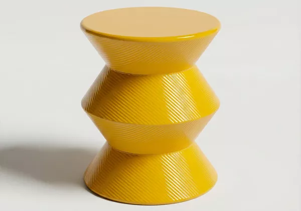 Mesa auxiliar metálica VIDA amarillo frontal
