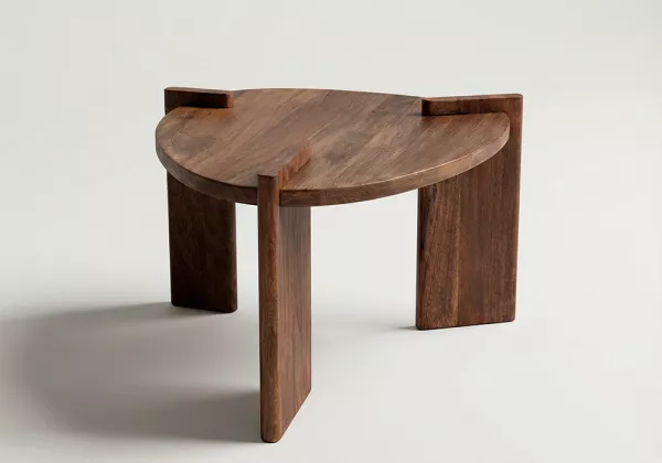 Mesa auxiliar madera mango ARISTA marrón lateral