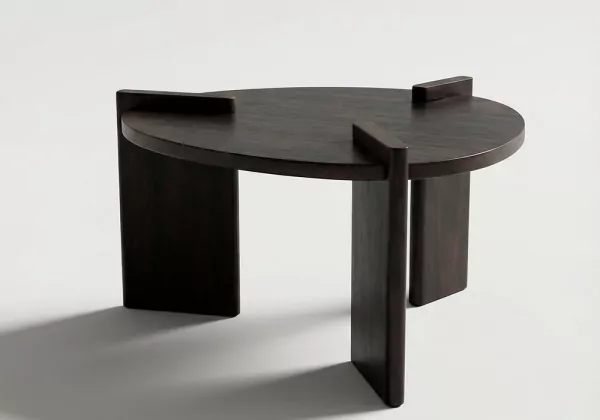 Mesa auxiliar madera mango ARISTA chocolate lateral Mesa auxiliar madera mango ARISTA chocolate lateral