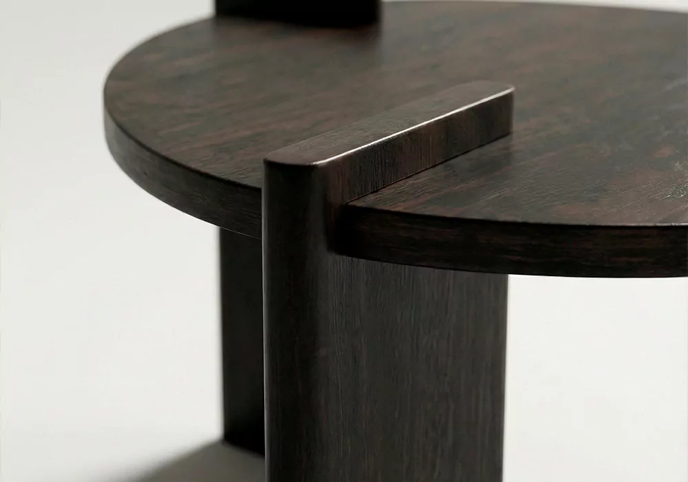 Mesa auxiliar madera mango ARISTA chocolate detalle Mesa auxiliar madera mango ARISTA chocolate detalle