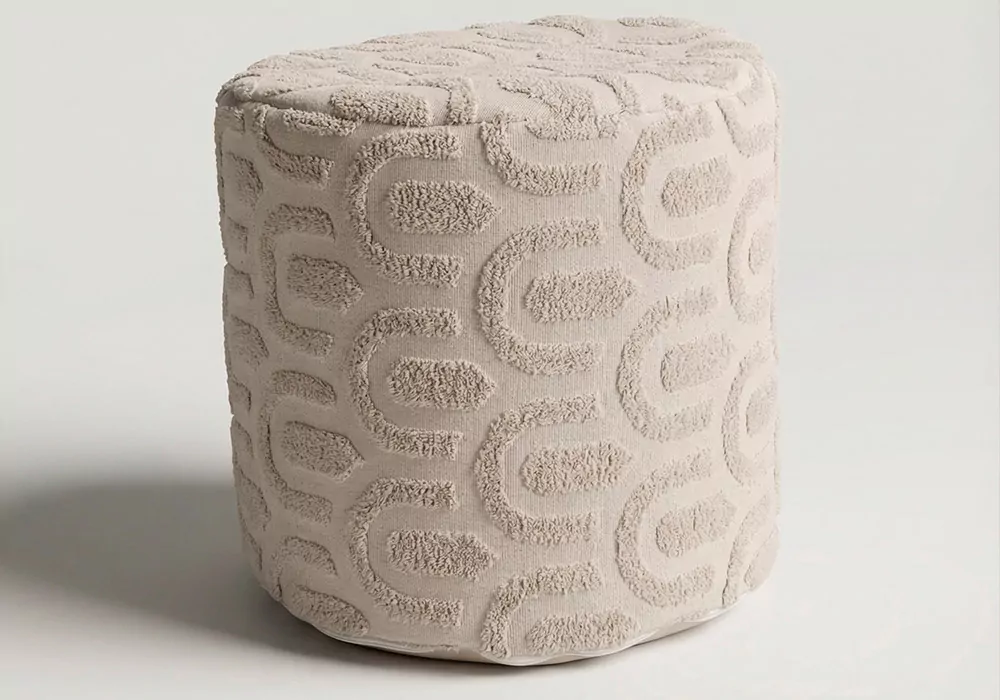 Puff redondo tapizado blanco ICONIC