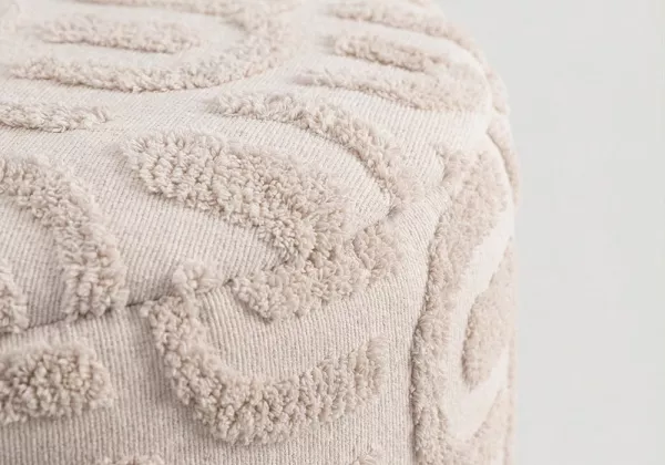 Puff redondo tapizado blanco ICONIC