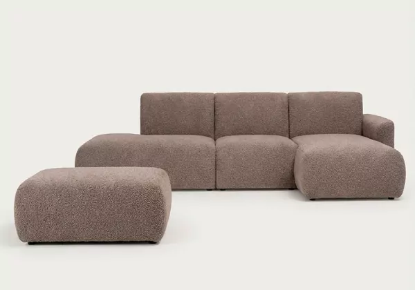 Sofá modular terminal con módulo, chaiselongue y puf TINA Sofá modular terminal con módulo, chaiselongue y puf TINA