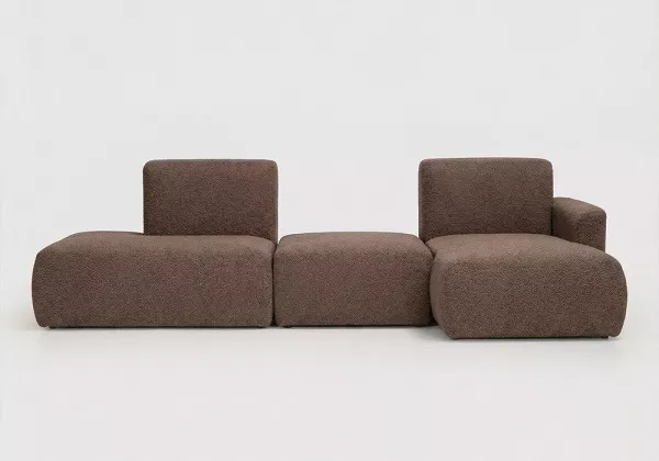 Sofá modular terminal con chaiselongue y puf TINA