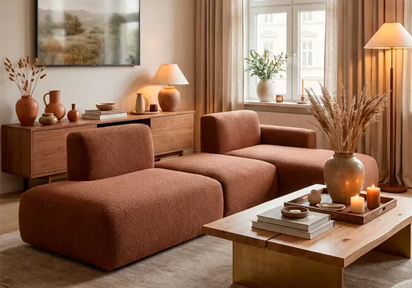 Sofá modular terminal com chaise-longue e puff TINA Sofá modular terminal com chaise-longue e puff TINA