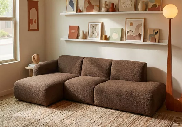 Sofá modular terminal con módulo y chaiselongue TINA