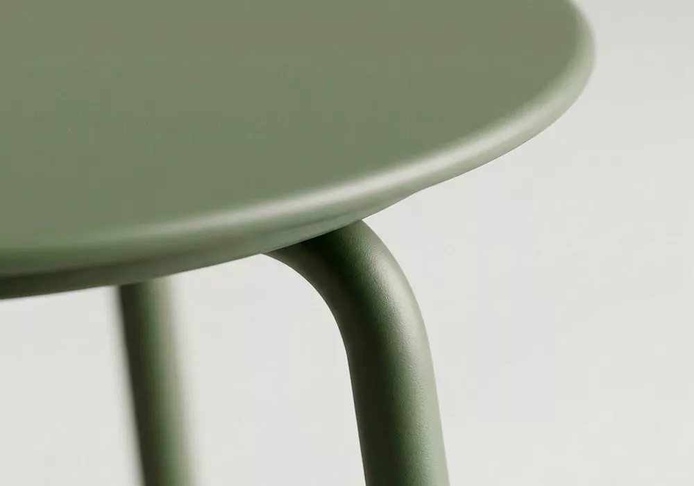 Mesita auxiliar metálica OLA Verde Detalle Mesita auxiliar metálica OLA Verde Detalle