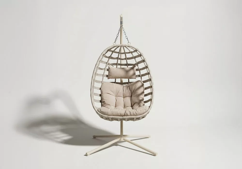Sillón colgante para exterior ISLA Beige Frontal