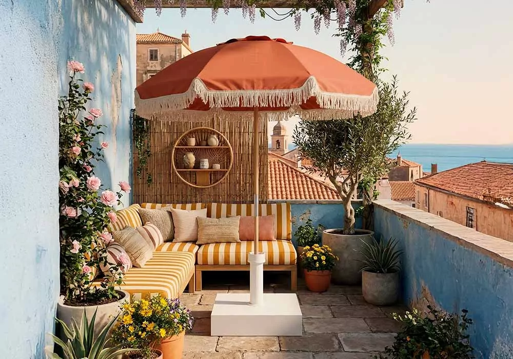 Sombrilla de jardín con flecos ALISIO Ambiente Sombrilla de jardín con flecos ALISIO Ambiente