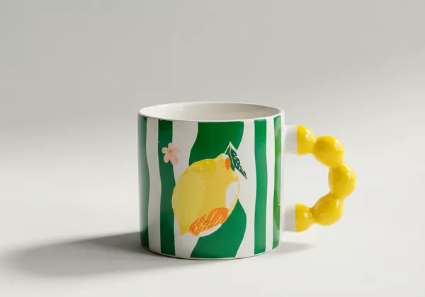 Taza de porcelana asa burbujas CABRIO amrillo