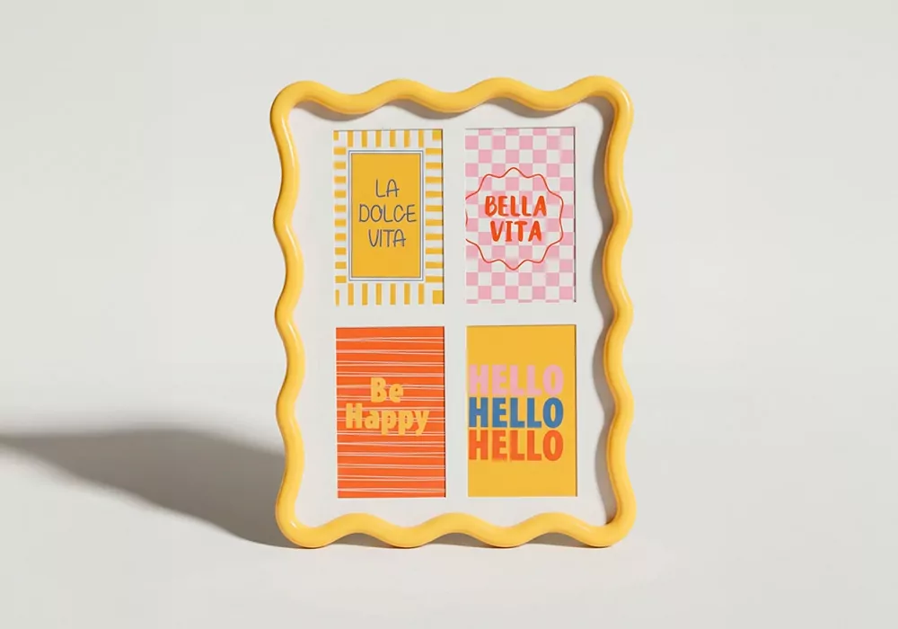 Marco rectangular ondulado MANGO amarillo frente