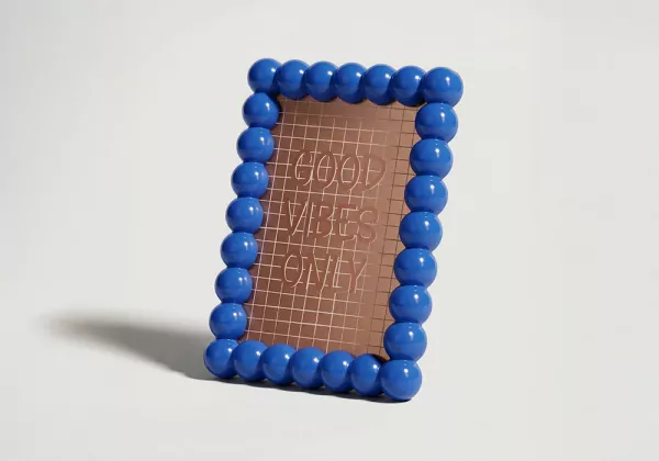 Marco rectangular burbujas AMBER azul lado