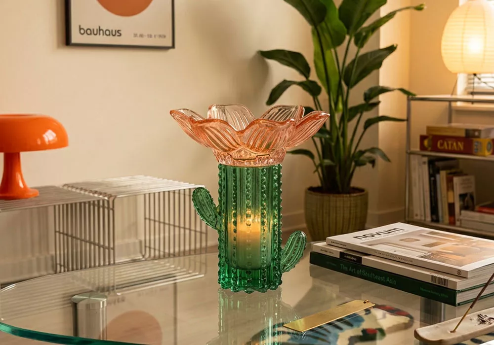 Portavela flor/cactus CHIC Rosa Ambiente